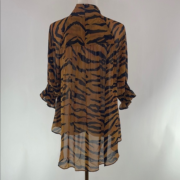 Adam Lippes Collective Tiger Print Mock Neck Blouse, 2 - Picture 8 of 15